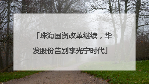 珠海国资改革继续，华发股份告别李光宁时代