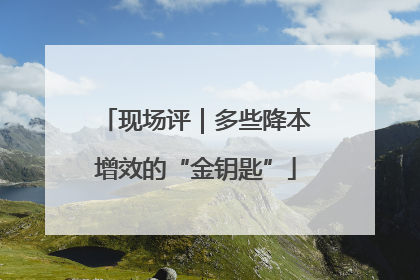 现场评｜多些降本增效的“金钥匙”