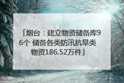 烟台：建立物资储备库96个 储备各类防汛抗旱类物资186.52万件