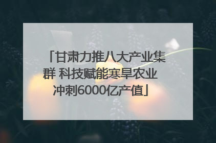 甘肃力推八大产业集群 科技赋能寒旱农业冲刺6000亿产值