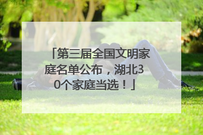 第三届全国文明家庭名单公布，湖北30个家庭当选！