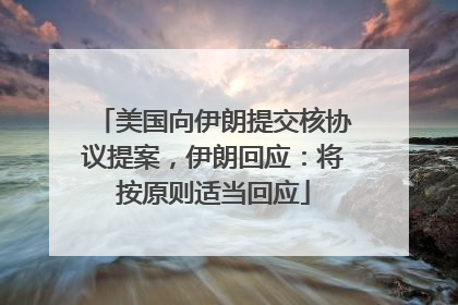 美国向伊朗提交核协议提案，伊朗回应：将按原则适当回应