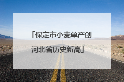 保定市小麦单产创河北省历史新高
