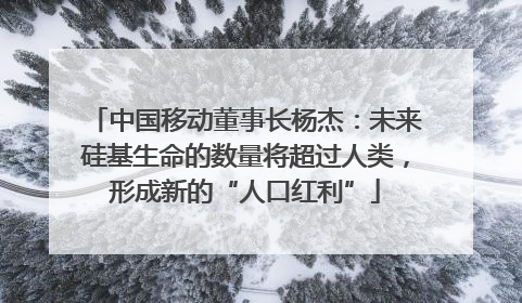 中国移动董事长杨杰：未来硅基生命的数量将超过人类，形成新的“人口红利”