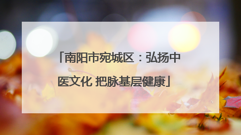 南阳市宛城区：弘扬中医文化 把脉基层健康