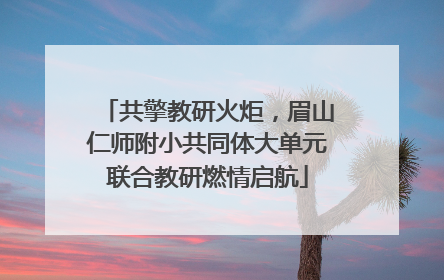 共擎教研火炬，眉山仁师附小共同体大单元联合教研燃情启航