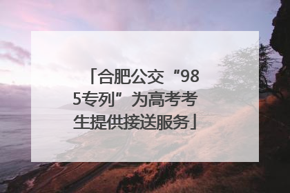 合肥公交“985专列”为高考考生提供接送服务