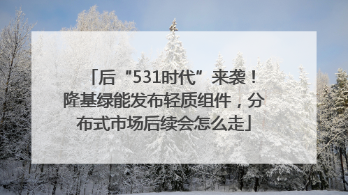 后“531时代”来袭！隆基绿能发布轻质组件，分布式市场后续会怎么走