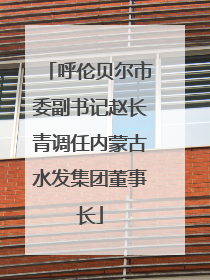 呼伦贝尔市委副书记赵长青调任内蒙古水发集团董事长