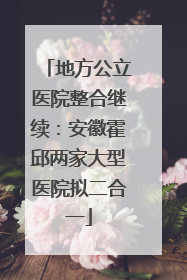地方公立医院整合继续：安徽霍邱两家大型医院拟二合一