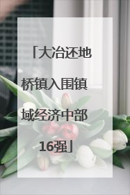 大冶还地桥镇入围镇域经济中部16强