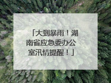 大到暴雨！湖南省应急委办公室汛情提醒！