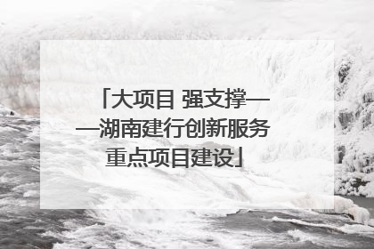 大项目 强支撑——湖南建行创新服务重点项目建设