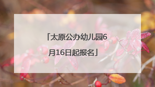 太原公办幼儿园6月16日起报名