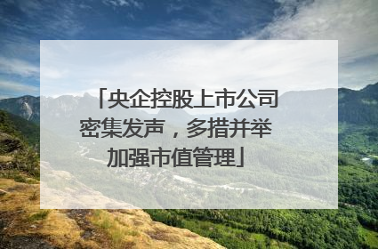 央企控股上市公司密集发声，多措并举加强市值管理