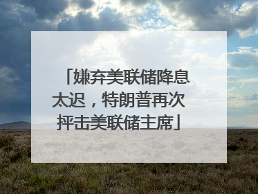 嫌弃美联储降息太迟，特朗普再次抨击美联储主席