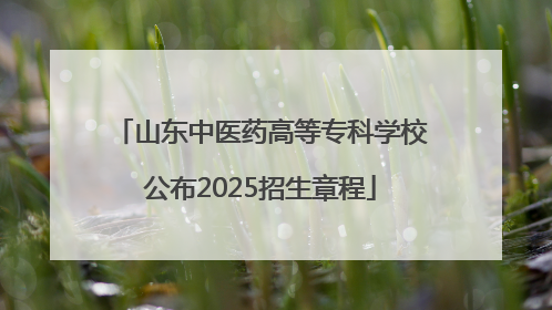 山东中医药高等专科学校公布2025招生章程