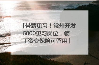 带薪见习！常州开发6000见习岗位，领工资交保险可留用