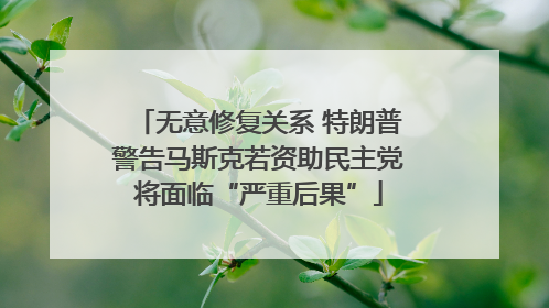 无意修复关系 特朗普警告马斯克若资助民主党将面临“严重后果”
