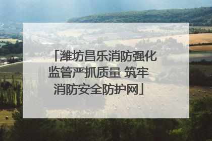 潍坊昌乐消防强化监管严抓质量 筑牢消防安全防护网