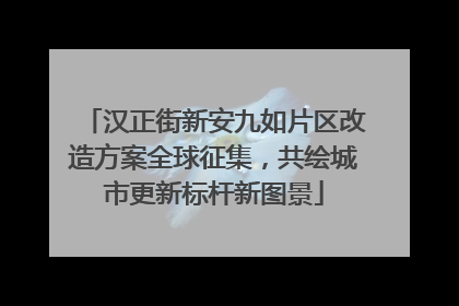 汉正街新安九如片区改造方案全球征集，共绘城市更新标杆新图景