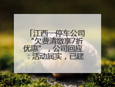 江西一停车公司“欠费清缴享7折优惠”，公司回应：活动属实，已建立常态化诉讼追缴机制