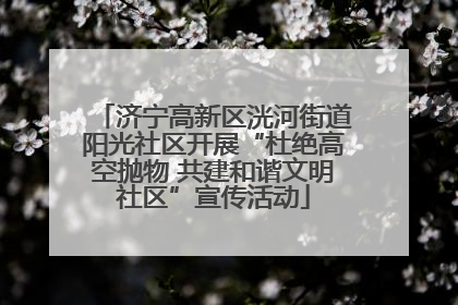 济宁高新区洸河街道阳光社区开展“杜绝高空抛物 共建和谐文明社区”宣传活动