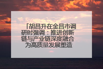 胡昌升在金昌市调研时强调：推进创新链与产业链深度融合 为高质量发展塑造新动能新优势