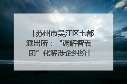 苏州市吴江区七都派出所：“调解智囊团”化解涉企纠纷