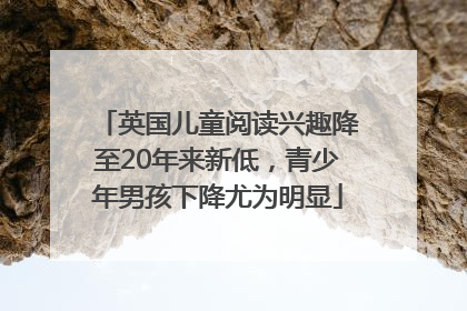 英国儿童阅读兴趣降至20年来新低，青少年男孩下降尤为明显