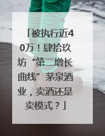被执行近40万！肆拾玖坊“第二增长曲线”茅泉酒业，卖酒还是卖模式？