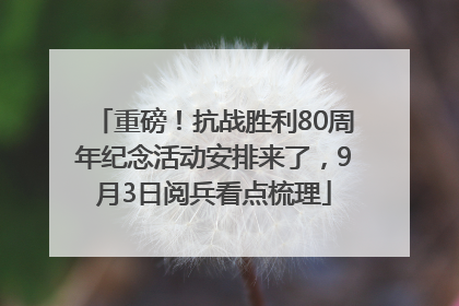 重磅！抗战胜利80周年纪念活动安排来了，9月3日阅兵看点梳理