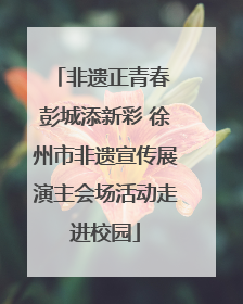 非遗正青春 彭城添新彩 徐州市非遗宣传展演主会场活动走进校园
