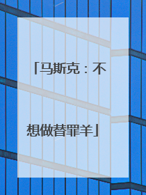马斯克：不想做替罪羊