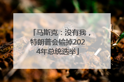 马斯克：没有我，特朗普会输掉2024年总统选举