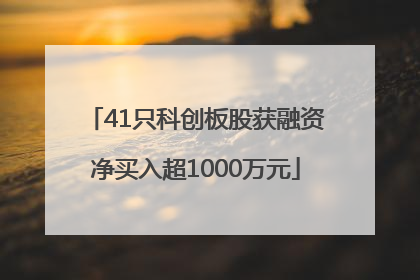 41只科创板股获融资净买入超1000万元